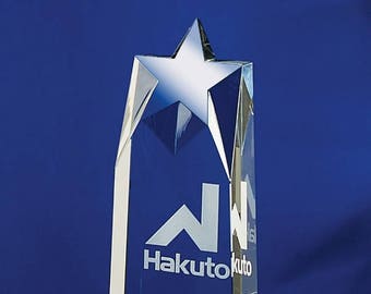 Crystal Allure Star Recognition Award 4" W x 9" H Custom Engraved and Personalized