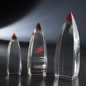 Crystal Red Vetri Recognition Award by Nik Meller Custom Engraved Personalized