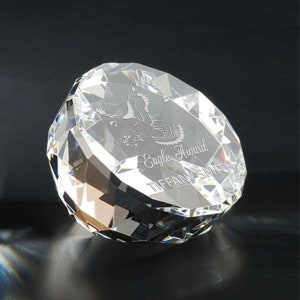 Crystal Faceted Dome Paperweight Award Engraved and Personalized