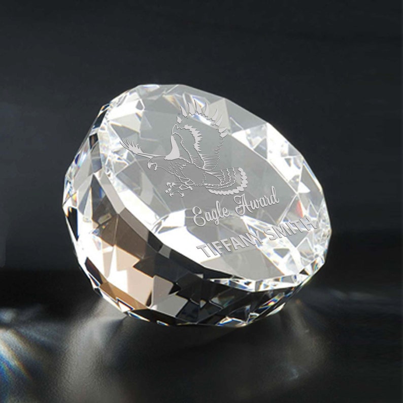 Crystal Faceted Dome Paperweight Award Engraved and Etsy