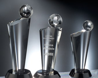 Crystal Equator World Recognition Award Custom Engraved and Personalized