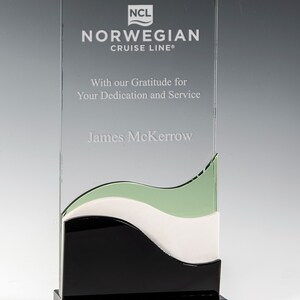 Crystal Heva Recognition Award 4&quot;W x 8 1/2&quot;H by Nik Meller Engraved and Personalized