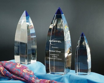 Crystal Blue Vetri Recognition Award by Nik Meller Custom Engraved and Personalized