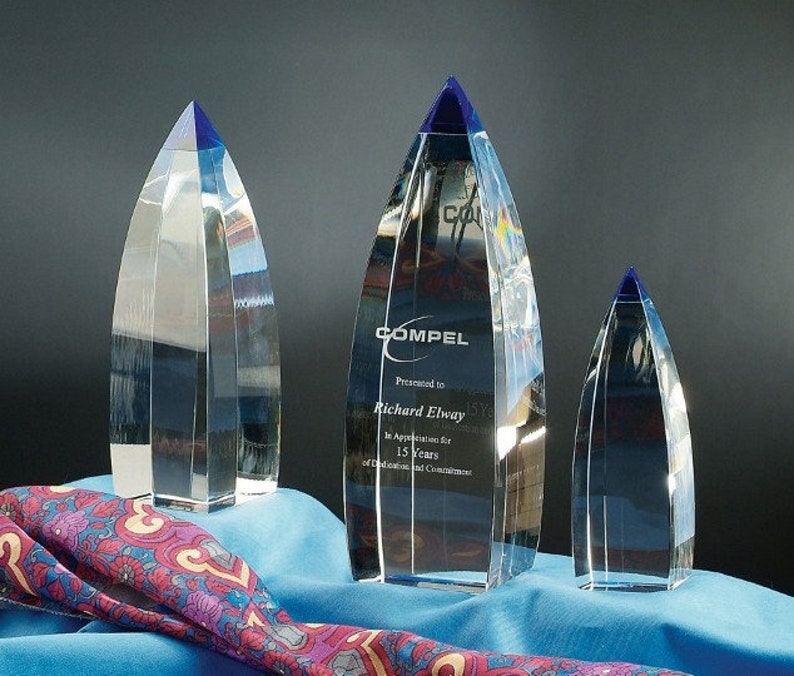 Crystal Blue Vetri Recognition Award by Nik Meller Custom Engraved and Personalized image 1