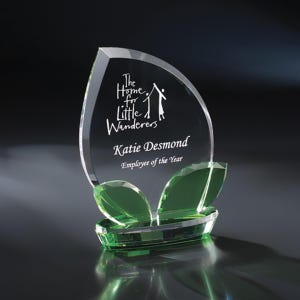 Crystal Nurture Recognition Award 5 1/4&quot;W x 8&quot;H Custom Engraved and Personalized