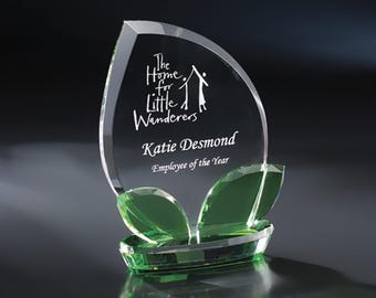 Crystal Nurture Recognition Award 5 1/4"W x 8"H Custom Engraved and Personalized