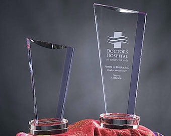 Crystal Purple Indra Recognition Award Engraved and Personalized