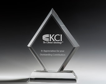 Crystal Grand Diamond Recognition Award 5 1/2"W x 8 1/4"H Custom Engraved and Personalized
