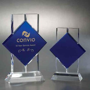 Crystal Blue Bold Recognition Award by Nik Meller Engraved and Personalized