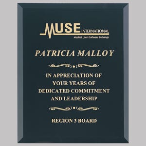 Black Glass Engraved Recognition Award Plaque Personalized