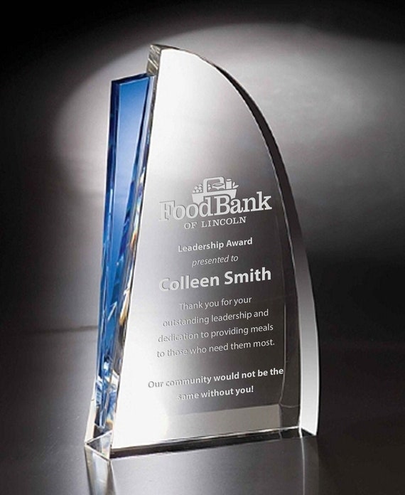Green Crystal Spade Recognition Award By Chien J Wang Custom Engraved