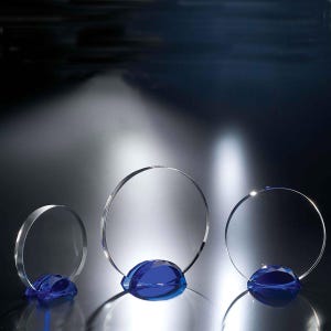 Crystal Blue Crispy Recognition Award Engraved and Personalized