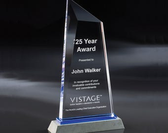 Engraved Crystal Pierpoint Award: Personalized Employee Recognition