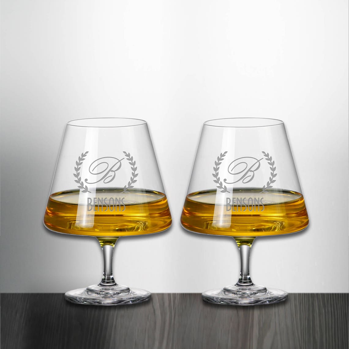 Set of 2 Monogram Housewarming Crystal Brandy Snifter Glass Etsy