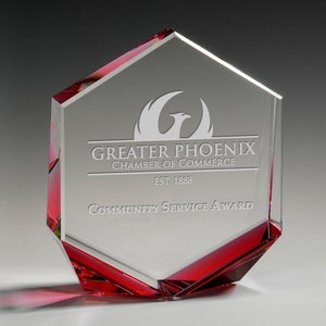 Crystal Bromium Recognition Award 5 1/8&quot;W x 6&quot;H by Nik Meller Engraved and Personalized