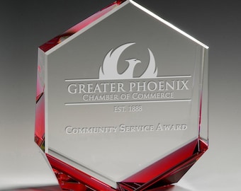 Crystal Bromium Recognition Award 5 1/8"W x 6"H by Nik Meller Engraved and Personalized