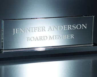 Crystal Executive Name Plate Custom Engraved and Personalized