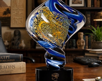 11"H Diamond Twist Art Glass Custom Engraved and Personalized