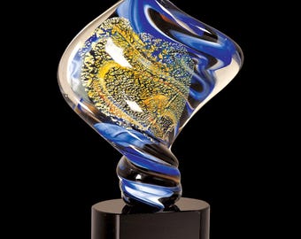 11"H Diamond Twist Art Glass Custom Engraved and Personalized