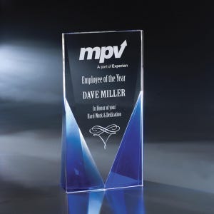 Crystal North Shore Recognition Award 5&quot;W x 10&quot;H by Nik Meller Engraved and Personalized