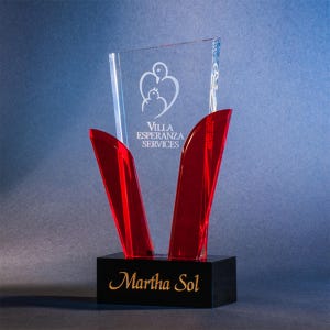 Designer Blooming Crystal Award 4 1/4&quot;W x 9&quot;H by Haertling Engraved and Personalized