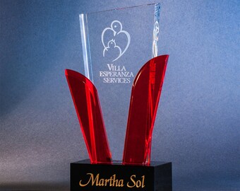 Designer Blooming Crystal Award 4 1/4"W x 9"H by Haertling Engraved and Personalized