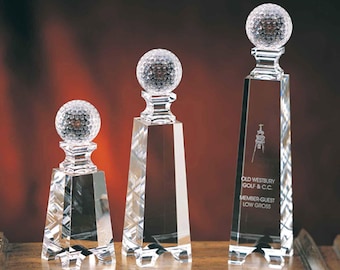 Crystal Golf Tower Trophy Engraved and Personalized
