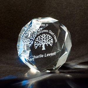 Crystal Honeycomb Paperweight 3" x 3" Custom Engraved and Personalized