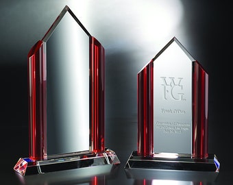 Crystal Red Fashion District Recognition Award Engraved and Personalized