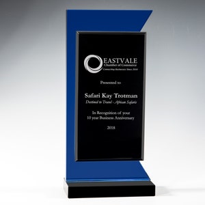 Crystal Seagram Recognition Award 4&quot;W x 8 1/2&quot;H by Nik Meller Engraved and Personalized