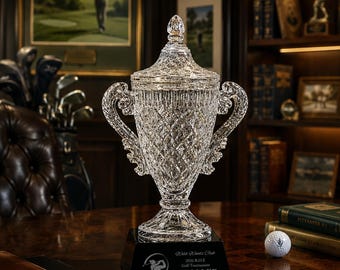 Crystal Cup on Black Pedestal Base–Personalized Engraving