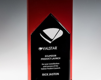 Crystal Aspire Recognition Award 4"W x 8 1/2"H by Nik Meller Engraved and Personalized