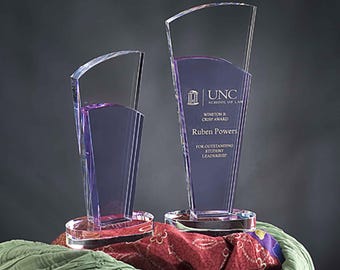 Crystal Purple Sobe Recognition Award Engraved and Personalized