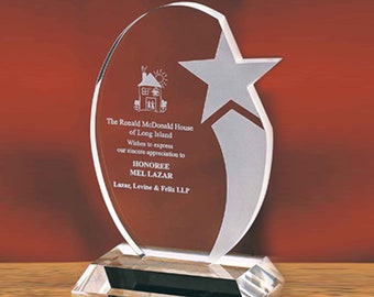 Crystal Ocean Star Recognition Award 5"W x 7 3/4"H Custom Engraved and Personalized