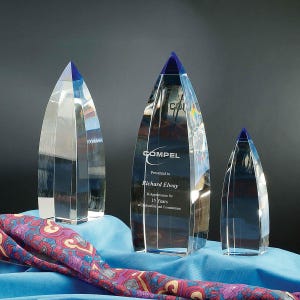 Crystal Blue Vetri Recognition Award by Nik Meller Custom Engraved and Personalized