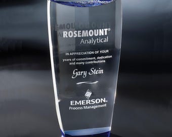 Crystal Fresco Recognition Award 5"W x 10"H by Nik Meller Engraved and Personalized