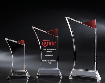 Crystal Red Firefly Recognition Award by Nik Meller Engraved and Personalized