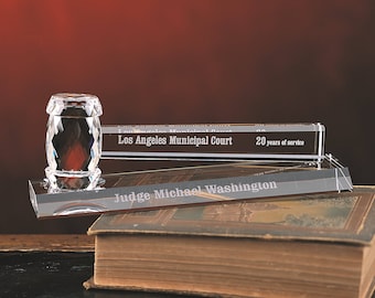 Crystal Gavel on Base  Custom Engraved and Personalized