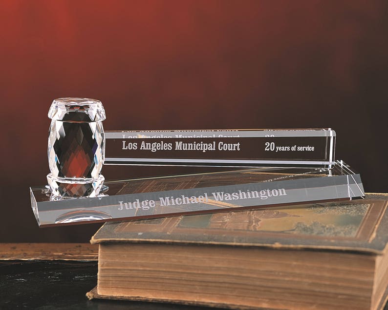 Crystal Gavel on Base Custom Engraved and Personalized image 1