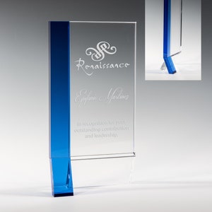 Crystal Flaxian Recognition Award 4 1/2&quot;W x 9&quot;H by Nik Meller Engraved and Personalized