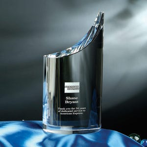 Crystal Mezzo Recognition Award  4&quot; W x 8&quot; H Custom Engraved and Personalized