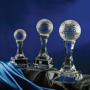 Crystal Tee It Up Golf Trophy Engraved and Personalized
