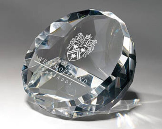 Custom Engraving Personalised Large Glass Diamond Paperweight
