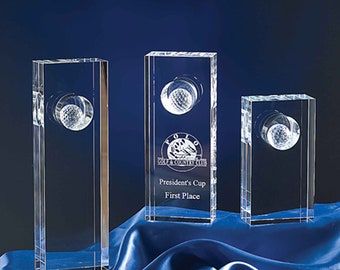 Crystal Luna Golf Trophy Custom Engraved and Personalized
