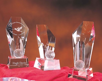 Crystal Foxfire Golf Trophy Custom Engraved and Personalized