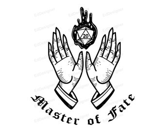 Ödets mästare, DnD-vektor, DnD-tärningsdesign, DnD-vektorklipp, tjugosidig tärningskonst SVG, PNG, DXF, Eps, jpg