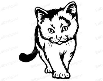 Cat Silhouette Svg, Kitty Girl Shirt Svg, Cut Files Silhouette, dxf, png, eps, svg, jpg