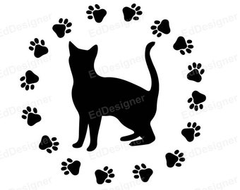 cat silhouette svg, cut files silhouette, dxf, png, eps, svg, jpg