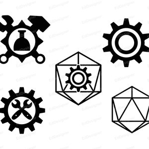 Artificer Symbol, DnD Classes D20, Dungeons & Dragons Vector, Dungeon Master Dice Design, DnD Vector Clip Art, SVG, PNG, DXF, Eps, jpg