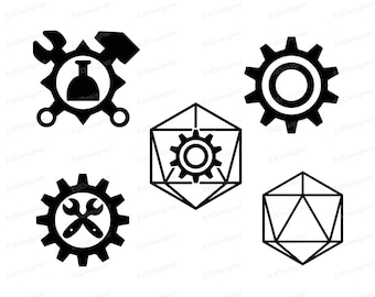 Artificer-symbol, DnD-klasser D20-vektor, DnD-tärningsdesign, DnD-vektorklipp, SVG, PNG, DXF, Eps, jpg